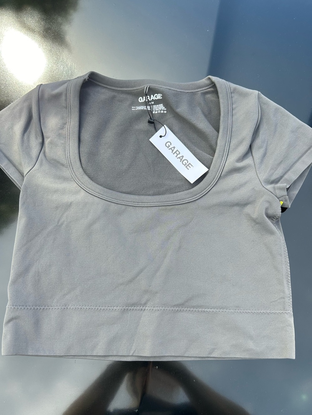 Garage Gray Scoop Neck Crop Top